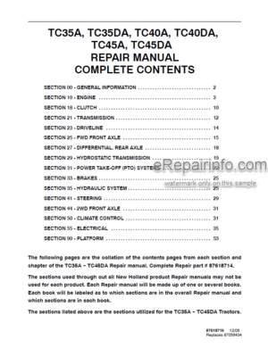 Photo 12 - New Holland TC35A TC35DA TC40A TC40DA TC45A TC45DA Repair Manual