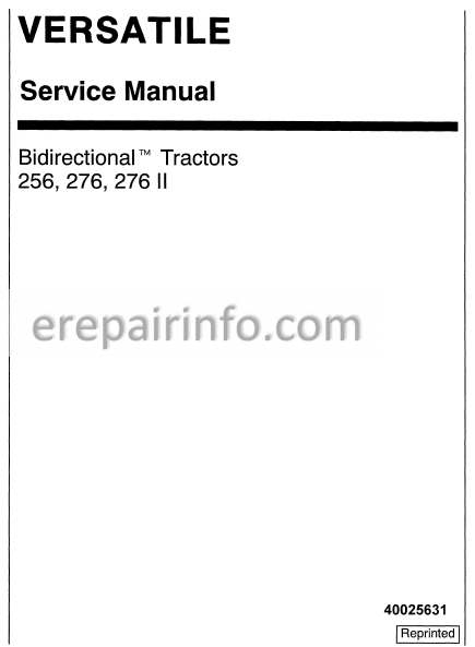 Photo 1 - Versatile 256 276 276II Service Manual Tractors
