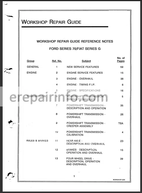 Photo 1 - New Holland Ford 70, Fiat Series G Workshop Manual Tractors