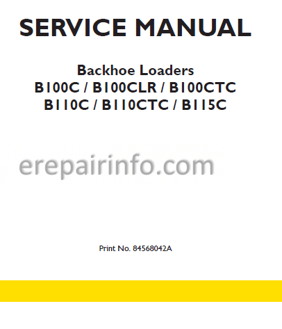 Photo 1 - New Holland B100C B100CLR B100CTC B110C B110CTC B115C Repair Manual