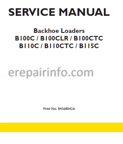 Photo 1 - New Holland B100C B100CLR B100CTC B110C B110CTC B115C Repair Manual