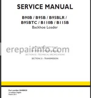 Photo 14 - New Holland B90B B95B B95BLR B95BTC B110B B115B Service Manual Backhoe Loader