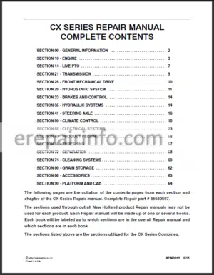 Photo 8 - New Holland CX700 CX800 Repair Manual Combines