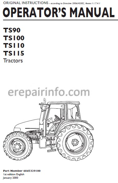 Photo 1 - New Holland TS90 TS100 TS110 TS115 Operators Manual
