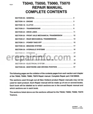 Photo 5 - New Holland T5040 T5050 T5060 T5070 Repair Manual