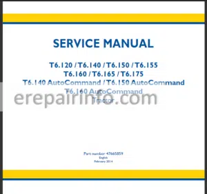 Photo 6 - New Holland T6.120 T6.140 T6.150 T6.155 T6.160 T6.165 T6.175 Service Manual Tractor
