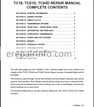 Photo 10 - New Holland TC18 TC21D TC24D Repair Manual