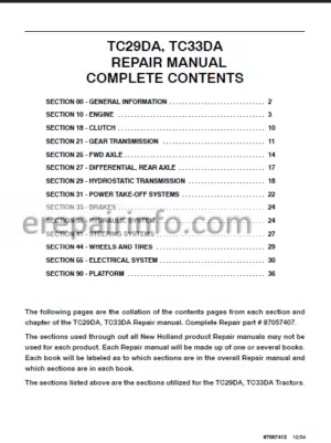 Photo 1 - New Holland TC29DA TC33DA Repair Manual 87057412