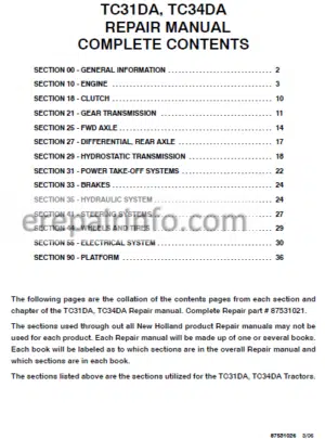 Photo 8 - New Holland TC31DA TC34DA Repair Manual