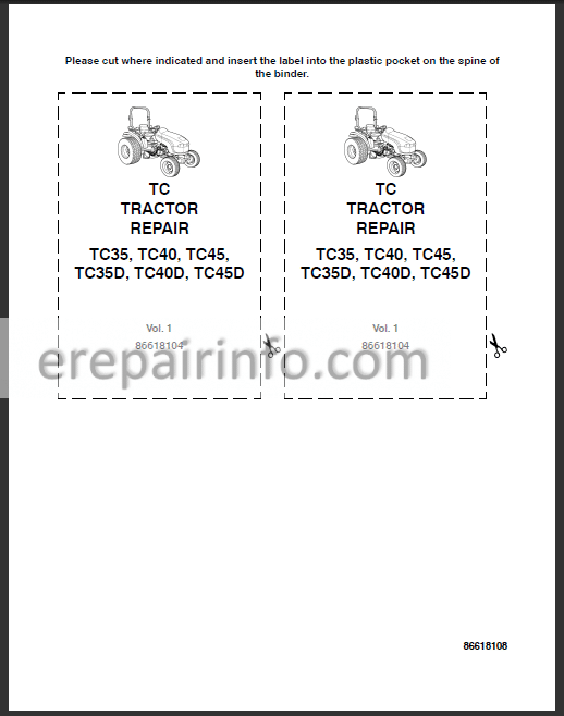Photo 1 - New Holland TC35 TC35 TC40 TC40D TC45 TC45D Service Manual Tractor