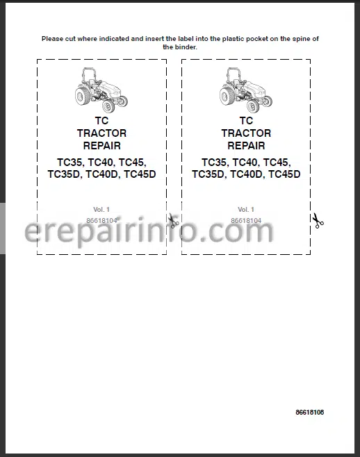 Photo 1 - New Holland TC35 TC35 TC40 TC40D TC45 TC45D Service Manual Tractor