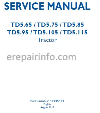 Photo 1 - New Holland TD5.65 TD5.75 TD5.85 TD5.95 TD5.105 TD5.115 Service Manual