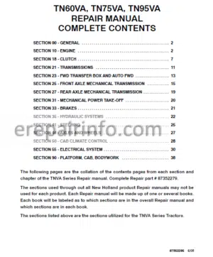 Photo 5 - New Holland TN60VA TN75VA TN95VA Repair Manual