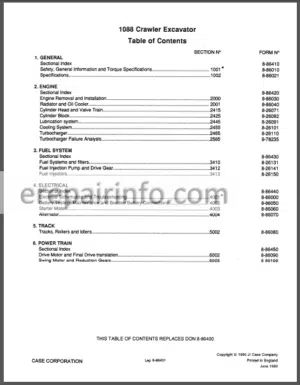 Photo 11 - Case 1088 Service Manual Crawler Excavator