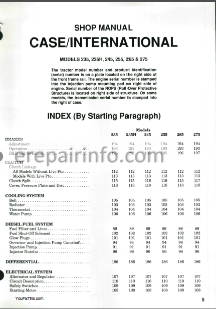 Photo 1 - Case 235 235H 245 255 265 275 Shop Manual