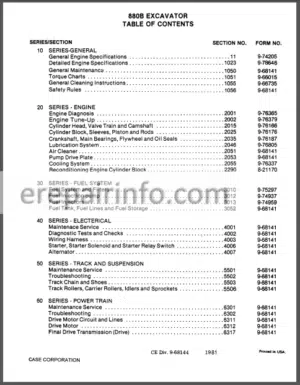 Photo 1 - Case 880B Repair Manual Excavator