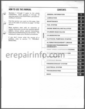 Photo 11 - Honda TRX250X FourTrax Service Manual ATV