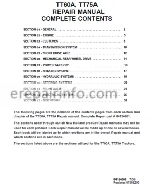 Photo 8 - New Holland TT60 TT75A Repair Manual Tractors