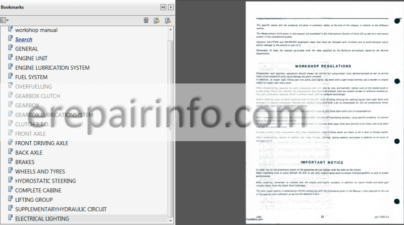 Photo 1 - Same 90 100 110 130 150 170 Workshop Manual Tractor