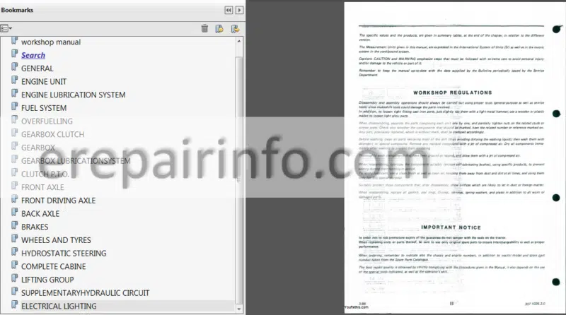 Photo 1 - Same 90 100 110 130 150 170 Workshop Manual Tractor