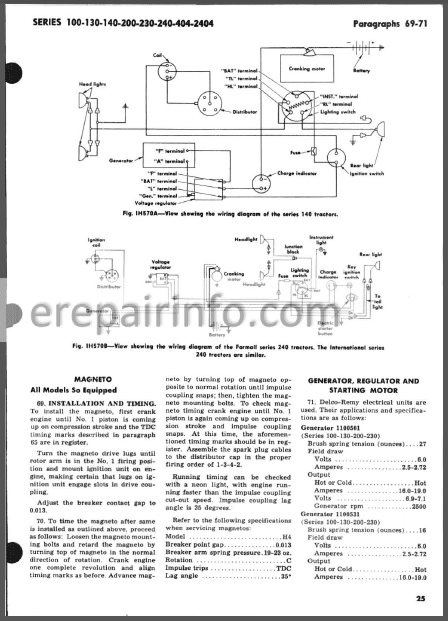 Photo 1 - McCormick International Harvester 100 130 140 200 230 240 404 2404 Series Shop Manual