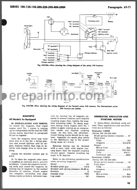 Photo 1 - McCormick International Harvester 100 130 140 200 230 240 404 2404 Series Shop Manual