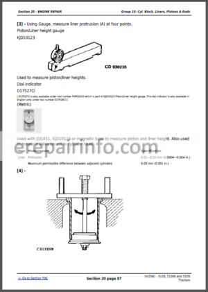 Photo 12 - JD 5103 5103S 5203 Technical Repair Manual TM2041