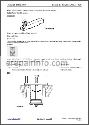 Photo 12 - JD 5103 5103S 5203 Technical Repair Manual TM2041