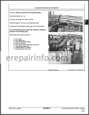 Photo 8 - JD 8100 8200 8300 8400 8110 8210 8310 8410 Technical Repair Manual TM1575