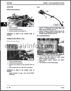 Photo 7 - JD 240 245 260 265 285 320 Technical Manual Lawn And Garden Tractors TM1426