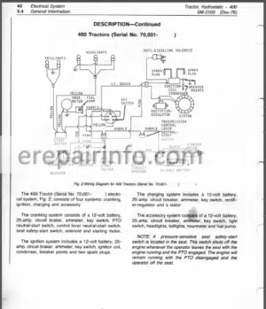 Photo 10 - JD 400 Service Manual Hydrostatic Tractor SM2103