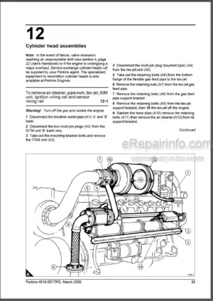 Photo 4 - Perkins 4000 Series 4016-E61TRS Workshop Manual Gas Engine