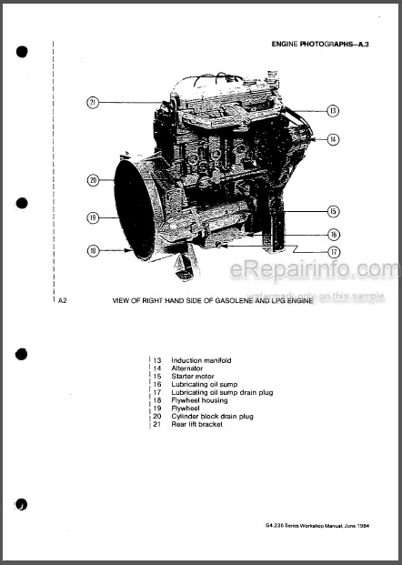 Photo 1 - Perkins G4.236 Workshop Manual Gasoline Natural Gas LPG Engine
