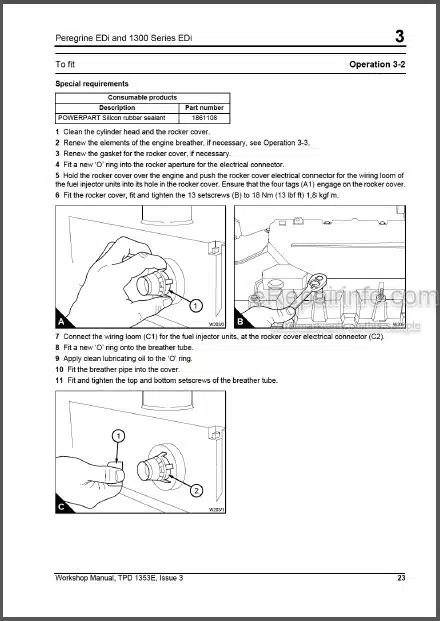 Photo 1 - Perkins Perkins Peregrine EDI 1300 Series EDI WK WL WM WN WP WQ WR WS Workshop Manual Engines