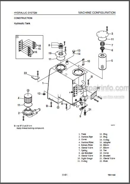 Photo 1 - Takeuchi TB1140 Workshop Manual Hydraulic Excavator