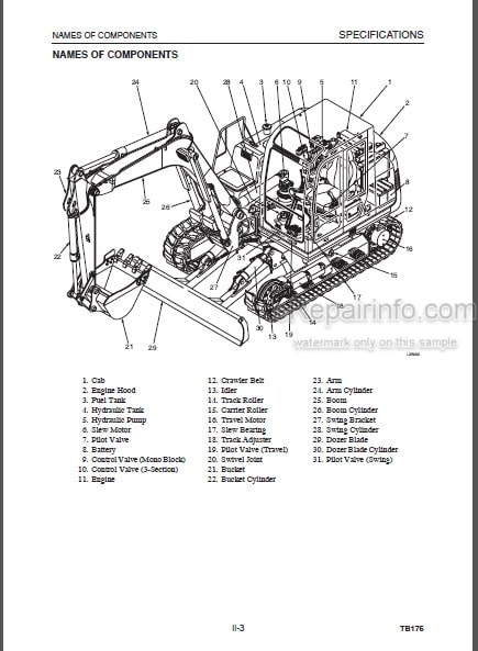Photo 1 - Takeuchi TB175 Workshop Manual Compact Excavator