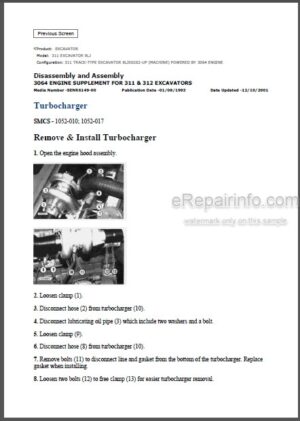 Photo 10 - Caterpillar 311 Repair Manual Excavator