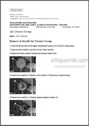 Photo 6 - Caterpillar 330B L Repair Manual Excavator