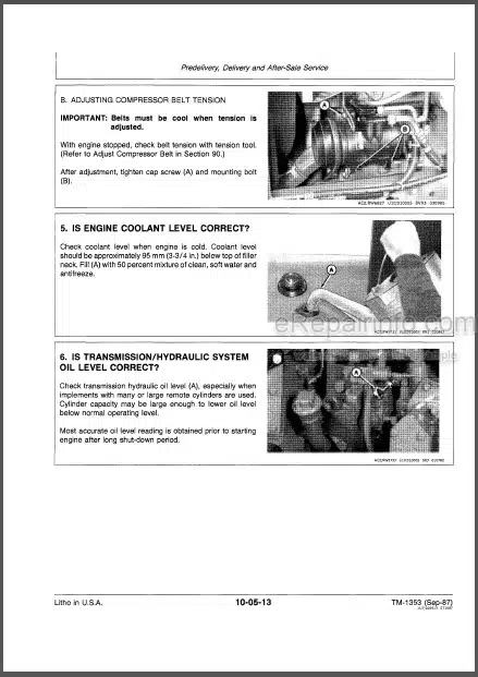 Photo 1 - JD 4050 4250 4450 Technical Manual Tractor TM1353