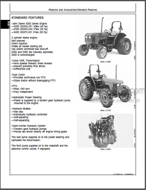 Photo 1 - JD 5200 5300 5400 5500 Technical Manual Tractors TM1520
