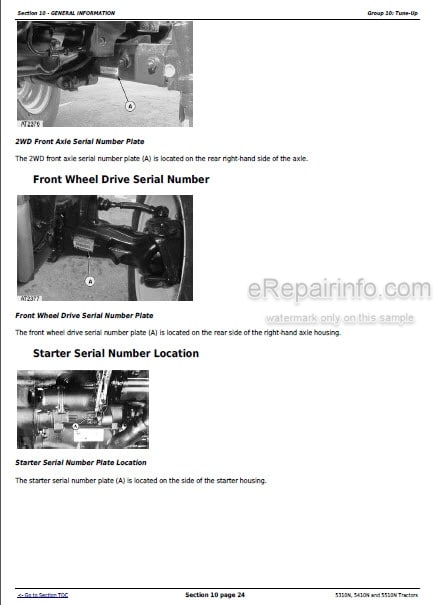 Photo 1 - JD 5310N 5410N 5510N Technical Manual Tractors TM4772