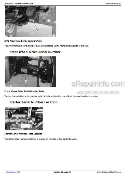 Photo 1 - JD 5310N 5410N 5510N Technical Manual Tractors TM4772