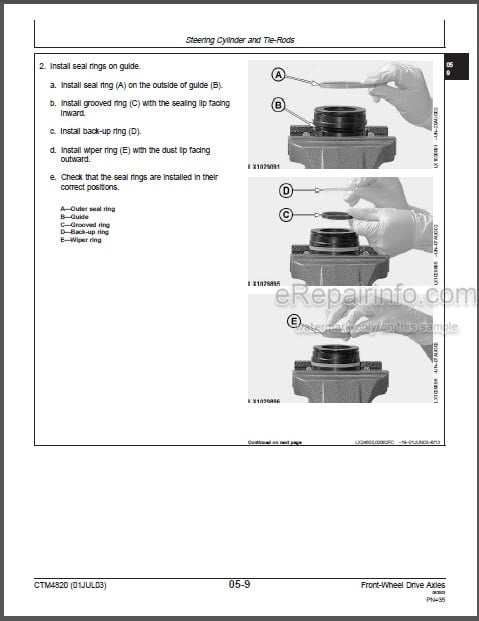 Photo 1 - John Deere 730 733 740 745 750 Technical Manual Front Wheel Drive Axles CTM4820