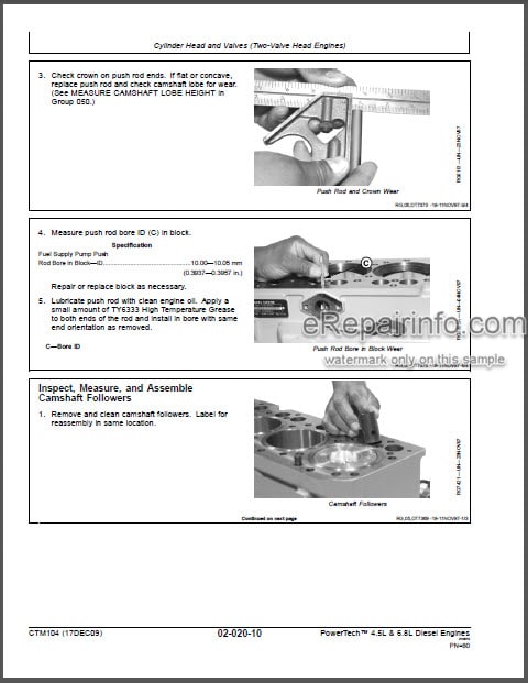 Photo 1 - John Deere PowerTech 4.5L 6.8L Technical Manual Diesel Engine CTM104 17Dec09