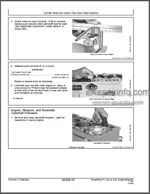 Photo 1 - John Deere PowerTech 4.5L 6.8L Technical Manual Diesel Engine CTM104 17Dec09