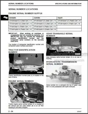 Photo 3 - John Deere STX30 STX38 STX46 Technical Manual Lawn Tractors TM1561