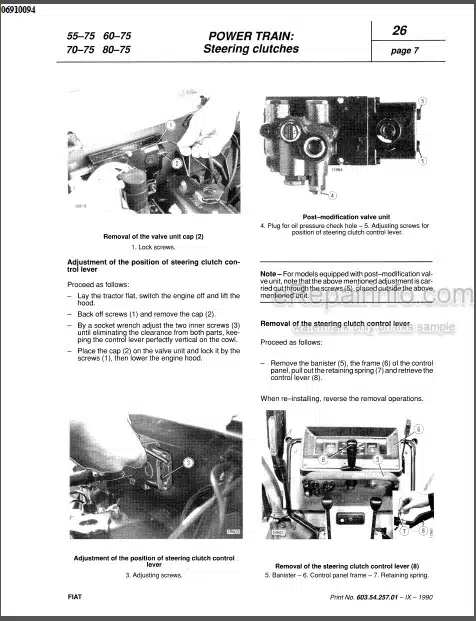 Photo 1 - Fiat 55-75 60-75 70-75 80-75 Workshop Manual Tractors 06910094
