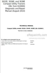 Photo 6 - John Deere 3032E 3036E 3038E Diagnostic And Repair Manual Compact Utility Tractors TM127919