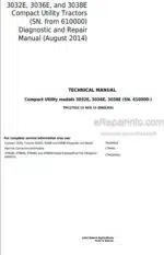 Photo 6 - John Deere 3032E 3036E 3038E Diagnostic And Repair Manual Compact Utility Tractors TM127919