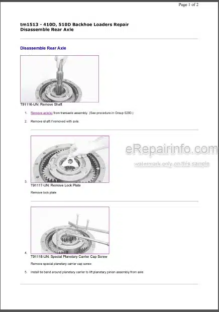 Photo 1 - John Deere 410D 510D Repair Manual Backhoe Loaders TM1513